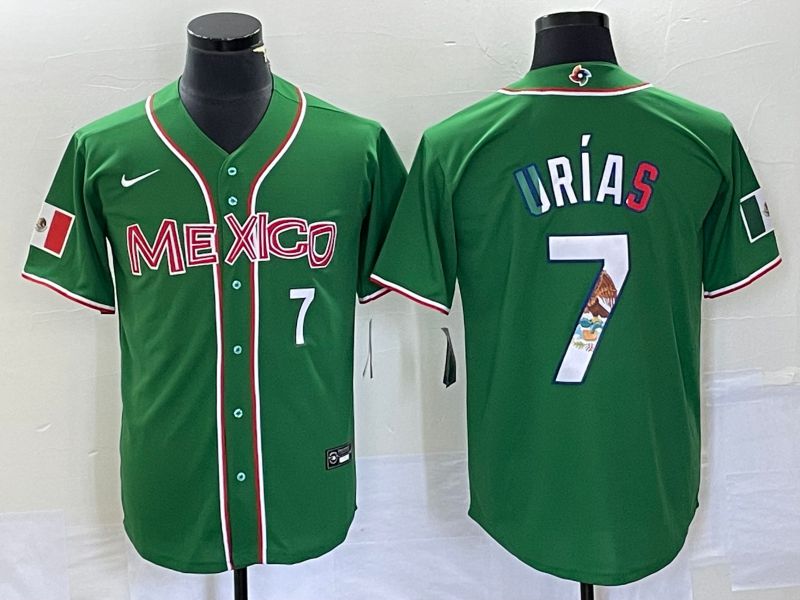Men 2023 World Cub Mexico #7 Urias Green Nike MLB Jersey2